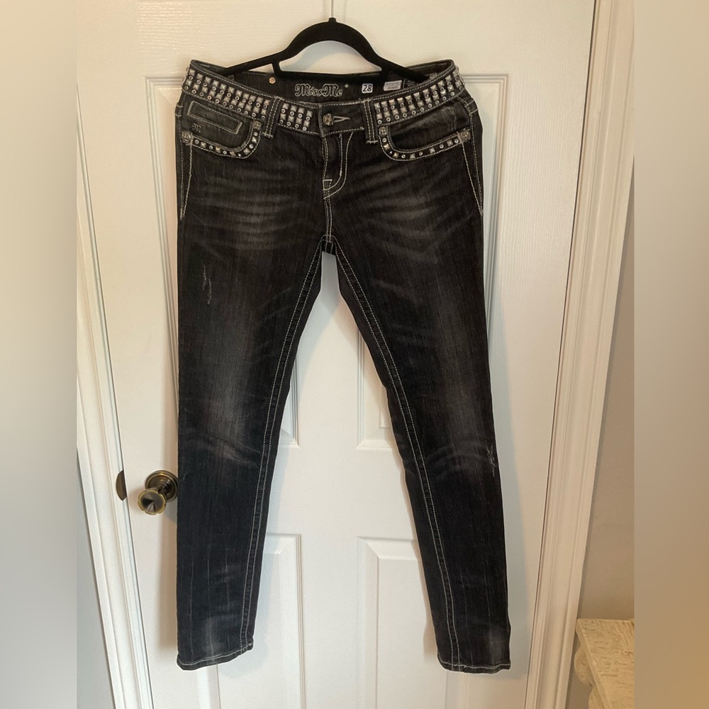 Women's Black Jeans with Studded Details.  Miss Me.  Size 28
